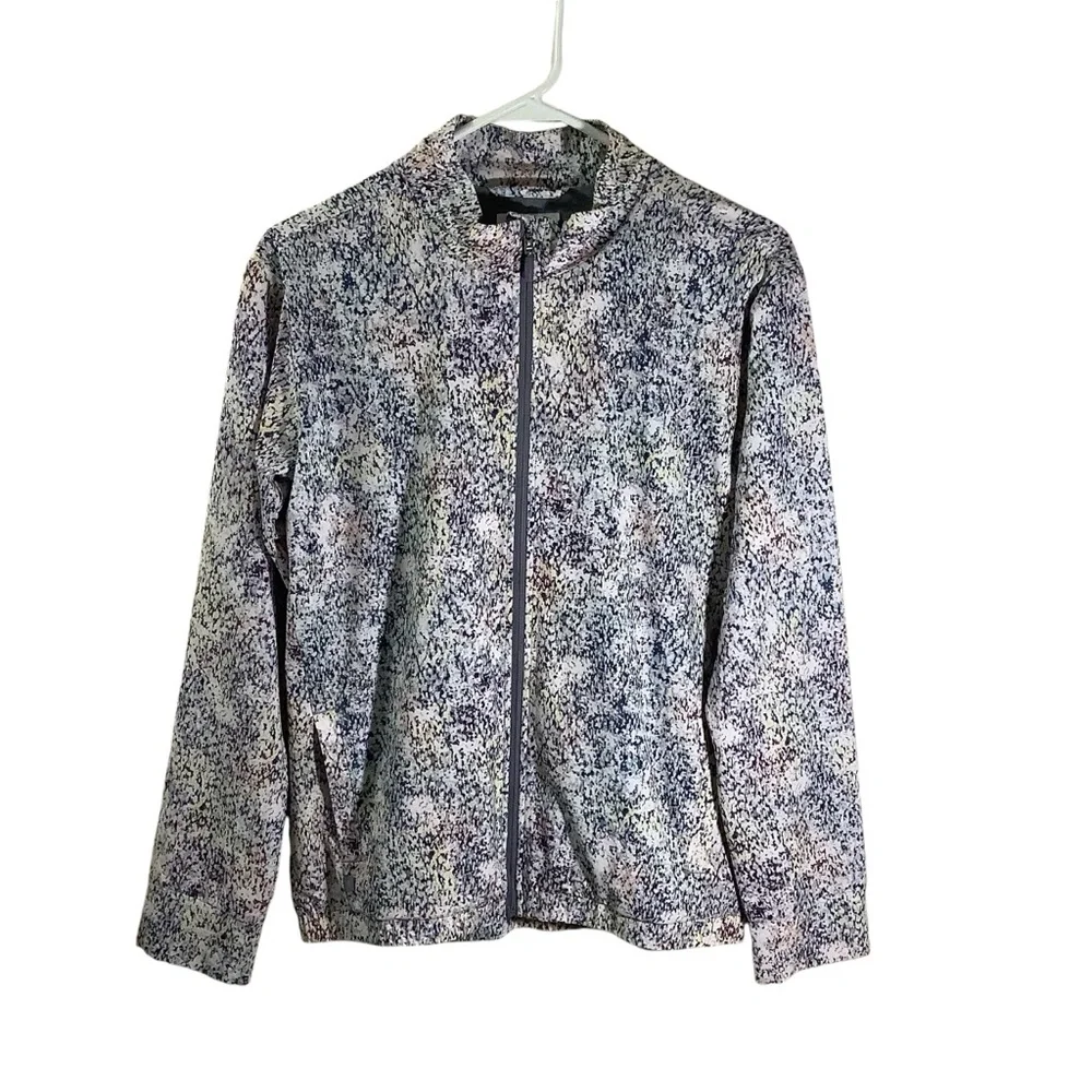 Athleta Girl Full Zip Printed Jacket Soft Lined in Ice Storm